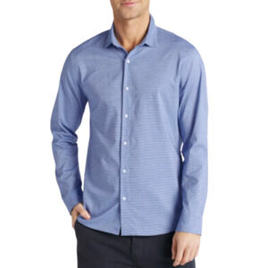 ARTEFACT Stockholm Stretch Poplin Shirt in Blue Stripe Men's Regular Fit Small